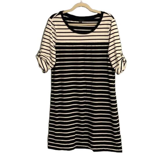 Tommy Hilfiger Striped Navy & White Short Roll Sleeve Dress, Nautical, XL - Picture 1 of 9